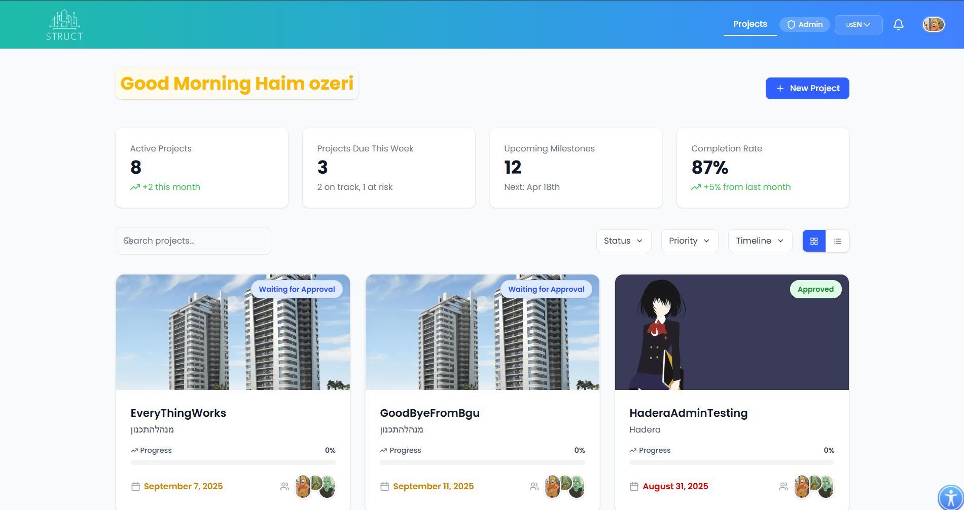 Struct Main Platform Dashboard